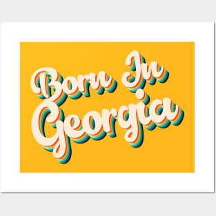 Born In Georgia - 80's Retro Style Typographic Design Posters and Art